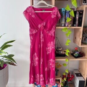 Ann Taylor Fuchsia Floral Midi Dress